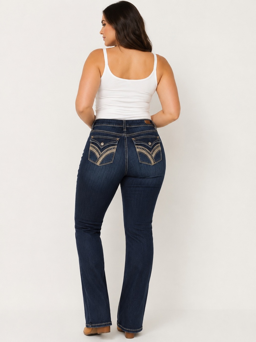 Seven7 Size 16 Rocker Slim Boot Women’s Jeans Back Flap Pockets Embroidered